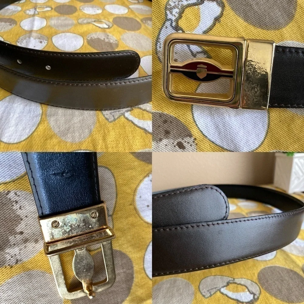 Vintage look black and dark brown reversible made in Italy men’s belt
